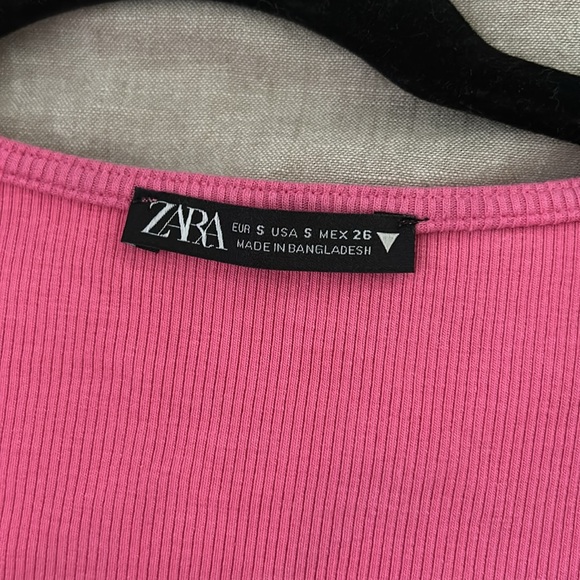 Zara Hot Pink Ribbed Square neck Crop Top. Size S - Picture 5 of 12